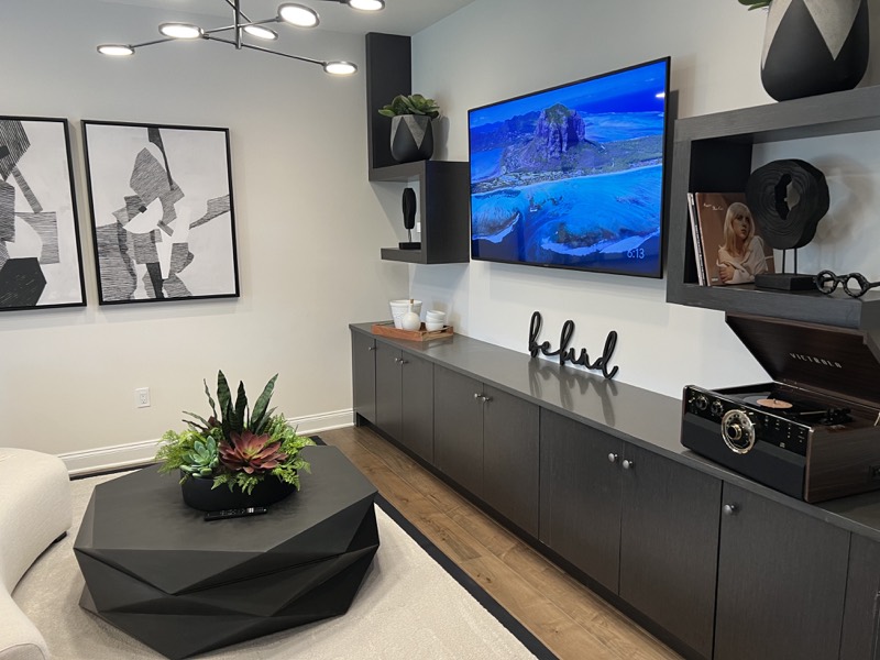 Professionally photographed media and living room